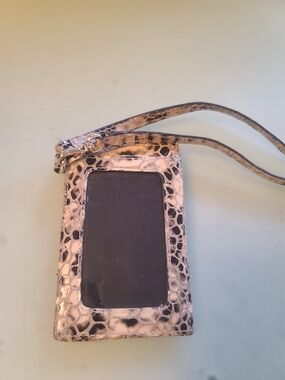 Danier Snake-Print Crossbody ID & Phone Holder - Neutral Tones